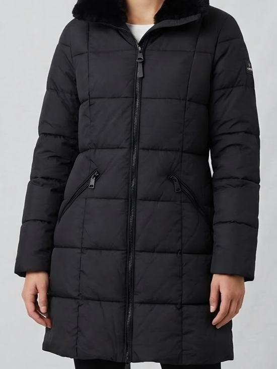 Jackets & Blazers - SWISS TECH Black Quilted Long Puffer Coat - Women's - 36" Long